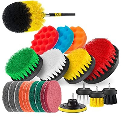 TMPTY 23-teilige Bürste for Bohrer, Power-Reinigungs-Scheuerbürsten-Set mit langem Aufsatz, Staubreinigungswerkzeuge for Badezimmer, Küche, Dusche, Fliesen, Automobil