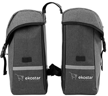Ekostar online shopping - Doppelte Fahrradtasche - Dunkel- und Hellgrau - Wasserabweisend - Fahrradtasche - 34 Liter - Fahrradtaschen Elektrofahrräder