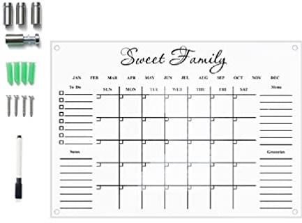 MISUVRSE Acryl-Trockenlöschtafel-Kalender Kühlschrank transparenter Kühlschrank-Wandkalender Wochenplaner Zeitplan Whiteboard-Acryl-Wandkalender