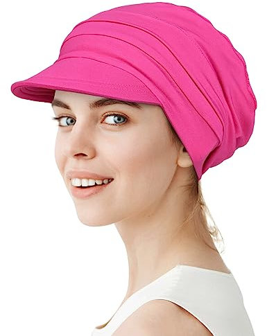 Alnorm Übergroßer Bio-Bambus-Sonnenhut für Frauen Faltbares Visier für UV-Schutz Rose Pink