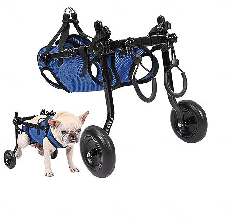 VIDECOR Verstellbarer Hunderollstuhl für Hinterbeine, Rollstühle für Haustiere/Hunde mit Behinderten Hinterbeinen,XS