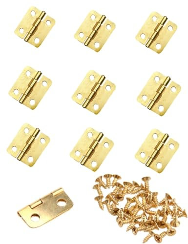 JZK Mini cerniere dorate, cerniere di ricambio in metallo per cassetti, 18 x 16 mm, piccole cerniere per mobili con viti, per casa delle bambole, fai da te, portagioie in legno