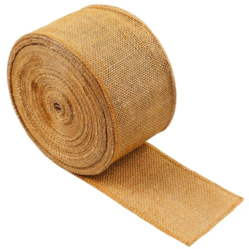 HOIIME Baumanbinder aus Jute, Juteband als Baumschutz, Jute Winterschutz für Pflanzen & Bäume, Baumband Kein Ausfransen, Garden Gartenzubehör Jute Band mit geschlossener Kante (100mm * 25m)