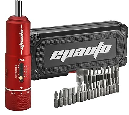 EPAuto Cacciavite dinamometrico con punte intercambiabili per bici, armi da fuoco da 10 a 65 pollici, rosso