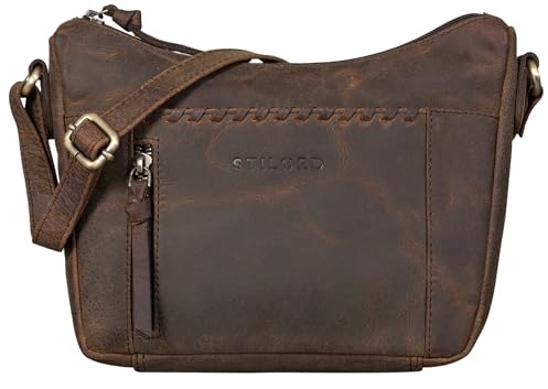 STILORD 'Nia' Damen Umhängetasche Klein Leder Handtasche Frauen zum Umhängen Vintage Kleine Geflochtene Lederhandtasche Lady Elegant Abendtasche Hand Tasche Echtleder, Farbe:colorado - braun