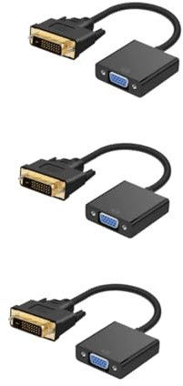jojofuny 3pezzi Dvi Vga Adattatore Video Converter Cavo Femmina Vga Per Computer e Laptop Nero