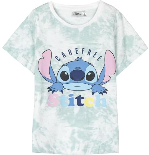 Maglietta Stitch per Bambini - Blu e Bianco - Taglia 12 Anni - Maglietta a Maniche Corte - Realizzata in 100% Cotone 145 g/m2 - Stampa Stitch - Prodotto Originale Disegnato in Spagna