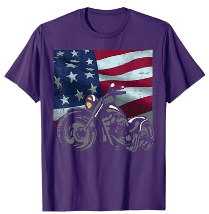 Motorcycle US Flag Biker Motorbike Patriotic Men Women Kids T-Shirt