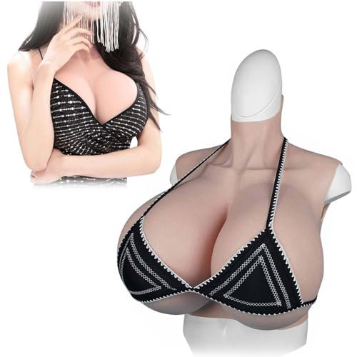 Adima Riesige Silikon-Brustplatte Realistische Brustformen Z-Cup Mit Hohem Kragen Falsche Brüste Boobs Enhancer Für Cosplay,Wheat Color,Z