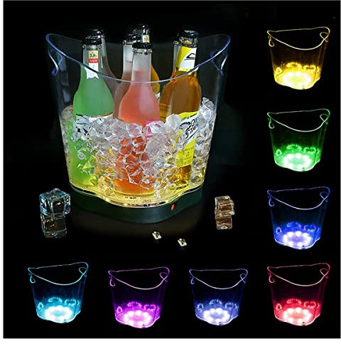 YYLDPFDC Light Up Ice Bucket, 6.5L Large Capacity Waterproof Ice Buckets with RGB Colors Changing, Ice Buckets with LED Luminous for Home, Bar, Parties for Chilling Champagne Retro Wine Beer