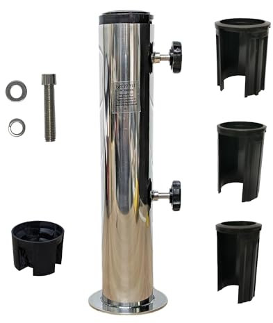 Land-Haus-Shop Edelstahl Standrohr Ersatz Schirmhalter für Granitständer Schirmständer Sonnenschirm Beton Guss Ständer Halter Hülse mit Feststellschrauben Reduzierungen Schraube Scheiben Einsatz