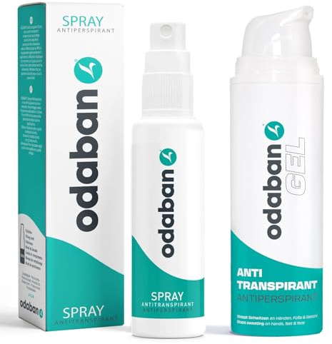 odaban® Antiperspirant set mot stark svettning | Antiperspirant Spray + gel mot skallor i ansiktet, snöiga fötter, ostfötter, handsvett, armsvett