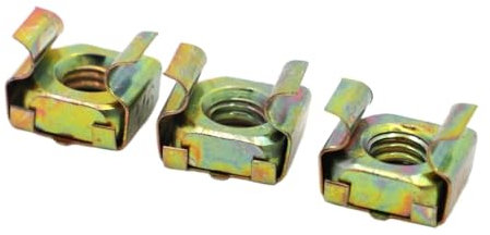 Tuercas enjauladas, marco abierto, 100 piezas M4 M5 M6 M8 M10 M12 Tuercas flotantes de cuarteto galvanizadas en color, carcasa elástica, tuerca enjaulada cuadrada, tuerca a presión(M6)