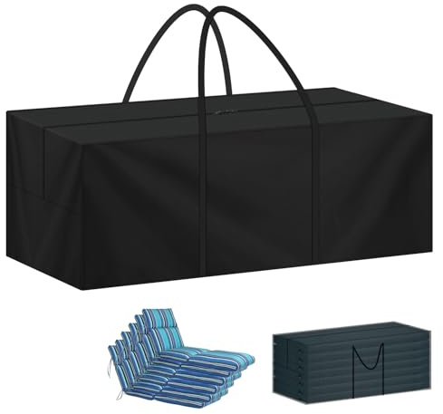 LAMUNI Garden Cushion Storage Bag, 420D Oxford Garden Furniture Cushion Storage Bags, Outdoor Cushions Storage Bags with Handle, Extra Large Patio Storage Bag for Christmas Tree, 175x60x80cm