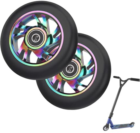 lcyen 2 Stück 110 mm Stunt Scooter Ersatzräder 110 x 24mm Pro Scooter Neo Rädern - mit ABEC-9 Lager, Reifen Kick Roller Räder für meisten Stuntscooter und Kickscooter