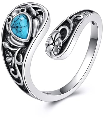 YFN Sunflower Bee Ring Sterling Silver Honeycomb Adjustable Spoon Rings Jewellery Gifts for Women