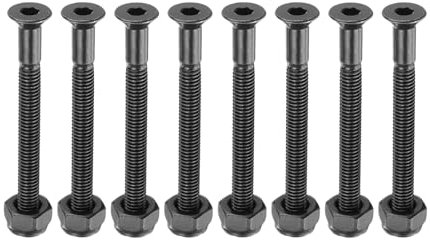PATIKIL Skateboard-Hardware-Kit 2-5/8, 8 Stück Karbonstahl Grad 8.8 Montageschrauben Bolzen Muttern Set für Skateboard Cruiser, Schwarz