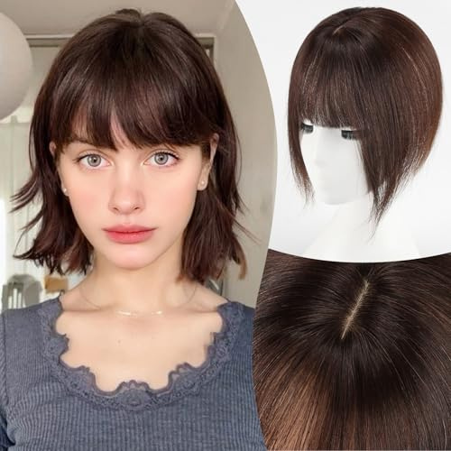 EMMOR 10 Zoll Clip-in Pony, 100% menschliches Haar-Pony mit 3 sicheren Clips,360°abdeckende Haartopstücke mit feinen Fransen zur Verbesserung der Gesichtszüge für Frauen(Schwarz)