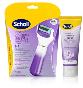 Scholl Expert Care 2-in-1 File & Smooth elektrischer Hornhautentferner & Scholl ExpertCare Hydration Boost Daily Pflegende Fußcreme- Pflege-Bundle
