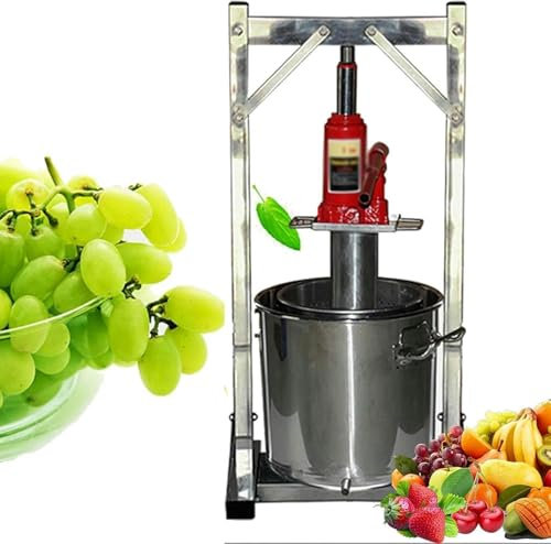 CASEGO Pressa UVA, lucidatura idraulica addensata da 12 Litri, Rimovibile e Facile da Pulire, spremitore Manuale con Doppie Botti in Acciaio Inossidabile per l'elaborazione