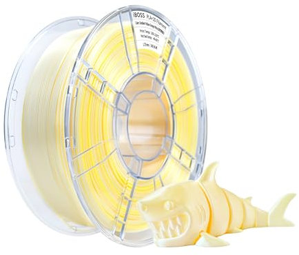 iBOSS Seide Gradient PLA Plus (PLA+) 3D-Drucker-Filament 1,75 +/- 0,02 mm, 1 kg Spule (2,2lbs) Dreifarbiges PLA Pro 3D-Filament, Passend für die meisten FDM-Drucker (Farbverlauf Gelb Orange Weiß)