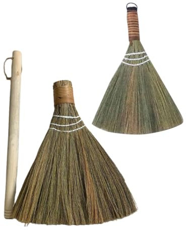 Ciieeo 2pcs Bamboo Soft Broom Handmade Indoor Broom Manual Cleaning Supplies for Home Kitchen Desktop Small Dust Removing for Floor Cleaning