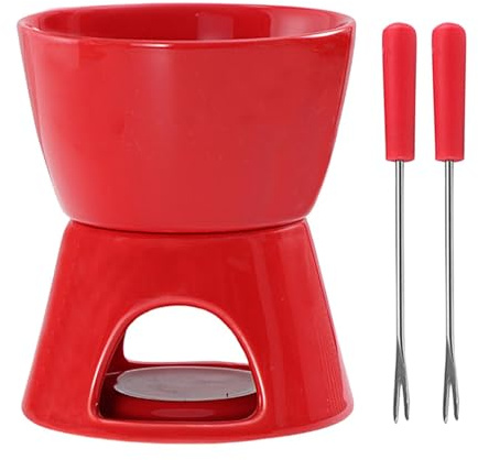 Juego de Fondue de Chocolate | Juego de ollas de cerámica para Fondue de Chocolate Taza para derretir Chocolate con Vela de té Kit de Taza para derretir Mantequilla y Queso, con 2 Tenedores