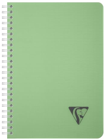 Clairefontaine 327501C - Spiralbuch Kladde Linicolor Essence, DIN A5 14,8x21 cm, 90 Blatt kariert, 90g, Einband aus PP, Salbeigrün, 1 Stück