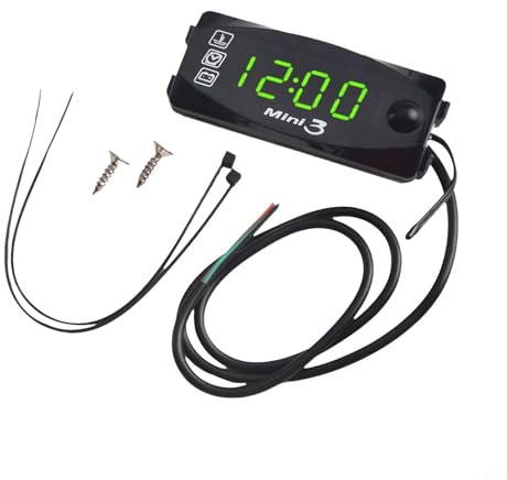 HomeVortex Thermomètre d'extérieur, voltmètre de moto polyvalent, pour affichage numérique LED, étanche, long cordon d'alimentation (vert)