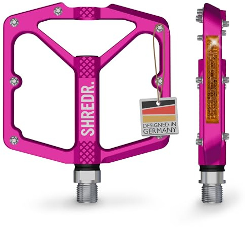 SHREDR. Shine Pedale für MTB | Hochwertige Flatpedals fürs Mountainbike | Mit Reflektoren (StVZO konform) | 2 Größen