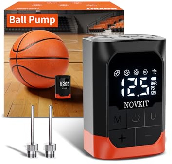 Electric Ball Pump Inflation & Deflation(2-17PSI) with Precise Pressure Gauge, Portable Sports Ball Air Pump with Rechargeable 2600 mAh Battery for Football, Basketball, Volleyball, Rugby (2 Needles)