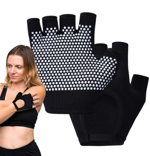 Yogahandskar för kvinnor – 1 par halvfinger fitnesshandskar för yoga | styrketräning ergonomiska vantar andas för sportentusiaster för mamma