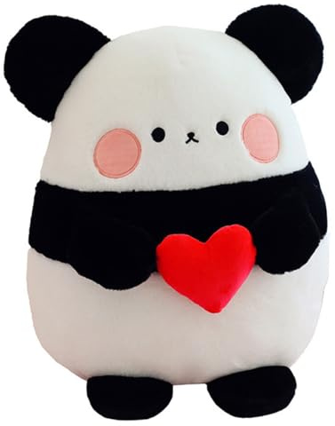 Cpoeof Süßer Kawaii Panda Plüschtier mit Herz - Ultraweiches Panda Kuscheltier Kissen, Geschenk für Valentinstag/Kindergeburtstag, Perfekt für Mädchen, Jungen & Paare，25cm