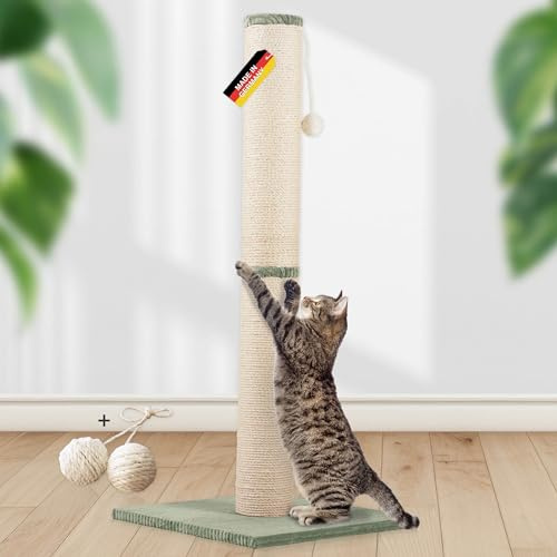 Rohrschneider Kratzbaum XL, Ø12 cm Kratzsäule Sisal, Gr. 2 (H107 cm) Salbei