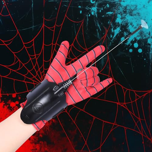 Lumhew Spider Web Shooter 3.0-2,8m automatischer Seil Launcher mit LED-Lichtern und USB-Ladung - Superheld Rollenspiel Spielzeug für Kinder und Cosplay (schwarz) (Ohne licht)