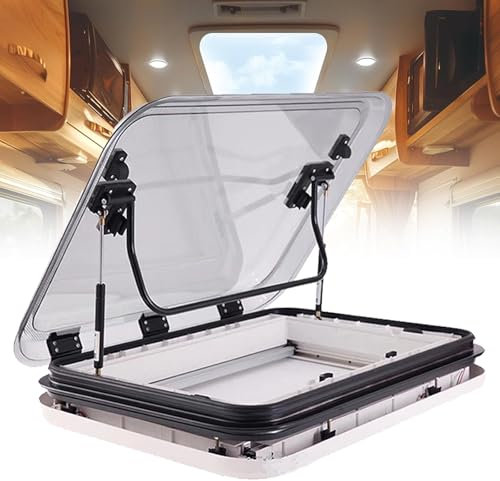 Giuggiolared Lanterneau de Toit avec Lumière LED, fenêtre de Toit Transparente, Ventilateur de Toit, épaisseur de Toit 25 à 60 mm, pour Caravane, Camping-Car,700 * 500mm