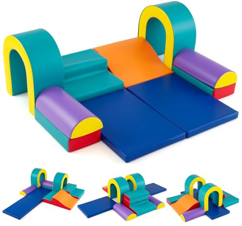 DREAMADE 10 PCS Parcours Motricité Bébé, Blocs d'escalade en Mousse pour Tout-Petits pour Grimper, Ramper et Glisser, Grimpeur Léger (Vert)