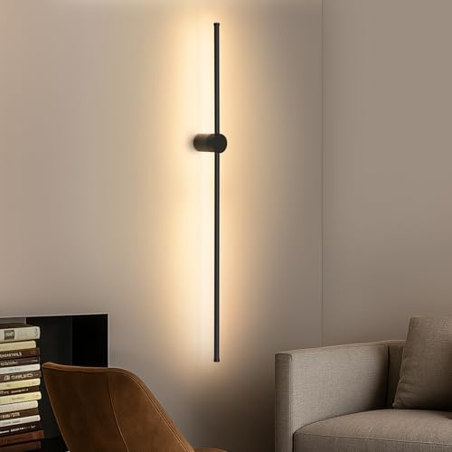 ZMH Wandlampe Led Wandleuchte Innen - 100CM Lang Schwarz Flurlampe Modern Design Wohnzimmer Wandbeleuchtung Warmweiß 3000K Indirekt Küche Beleuchtung für Schlafzimmer Flur Treppenhaus Bett