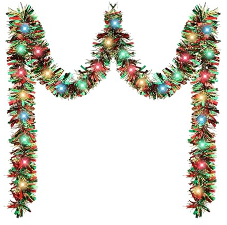 Nexusectar Ghirlanda natalizia modellabile, lucida, da appendere, decorazione natalizia in alluminio, per ringhiere per scale, soffitto, finestra, recinzione, portico, parete, arco scolastico