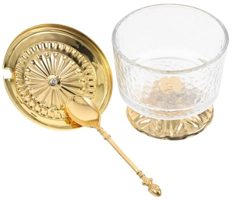 IMIKEYA Azucarero De Vidrio Con Tapa y Cuchara Recipiente Hermético Para Almacenar Sal Especias Avena Para Cocina Bufé Salero De Organizador De Alimentos