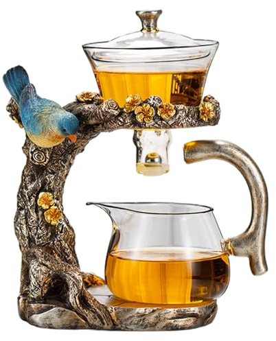 Set da tè semi automatico, teiera magnetica in vetro borosilicato alto con infusore, set da tè Kung Fu per regali di viaggio per l'home office, decorazione dell'hogar
