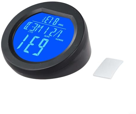 WIIYENA Horloge numérique solaire et à piles pour voiture avec affichage LCD lumineux pour tableau de bord, date, semaine, température