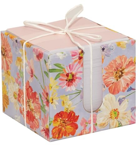 Design By Violet Saffron Floral Memo Block for Desk Notes | Decorative memo block for quick notes, reminders and messages. Ideal for home, office, school and gifting.