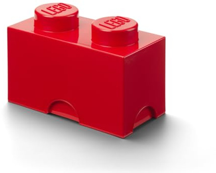 LEGO Aufbewahrungsstein, 2 Noppen, Stapelbare Aufbewahrungsbox, 2,6 l, rot