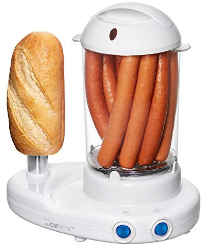 Clatronic® 2in1 Hot Dog Maker & Eierkocher | Hotdog Maker Set für 1-14 Würstchen | Egg Cooker für bis zu 6 Eiern | mit beheiztem Edelstahl-Aufsteckdorn | inkl. Messbecher mit Eipicker | HDM 3420 EK N