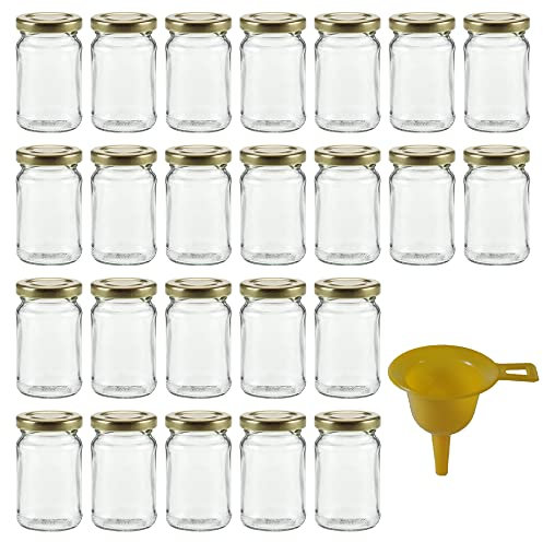 Viva Haushaltswaren #18989 Lot de 24 bocaux de Confiture avec couvercles dorés 106 ML Entonnoir Inclus