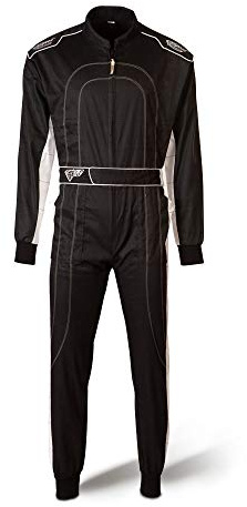 Speed Kartoverall - schwarz/weiß - Kart Hobby Overall - Karting Suit - Rennoverall (XL)