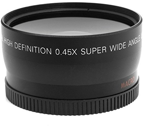 Objectif Convertisseur Grand Angle 0,45x 55mm avec Fixation Macro Housse et Couvercles d'objectif pour Sony DSLR Alpha A200 A300 A350 A33 A35 A55 A58 A65 A77 A99 A3000 A5000 A6000