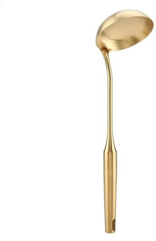 Edelstahl Spatel Löffel, Edelstahl Schöpflöffel Löffel Küche Turner, große Suppenkelle Nützliche Küche Turner Kochwerkzeug Utensil Tool(Soup Ladle-Gold)