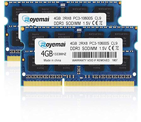 DUOMEIQI 8GB Kit(2x4GB) DDR3 1333MHz PC3-10600 Unbuffered Non-ECC 1.5V CL9 2Rx8 Dual Rank 204 Pin SODIMM Portatil Memoria Principal Module Upgrade